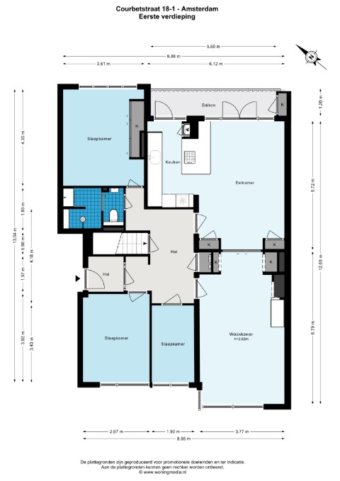 Courbetstraat 18 I, Amsterdam, Noord-Holland Netherlands, 3 Bedrooms Bedrooms, ,1 BathroomBathrooms,Apartment,For Rent,Courbetstraat 18 I,1,1677